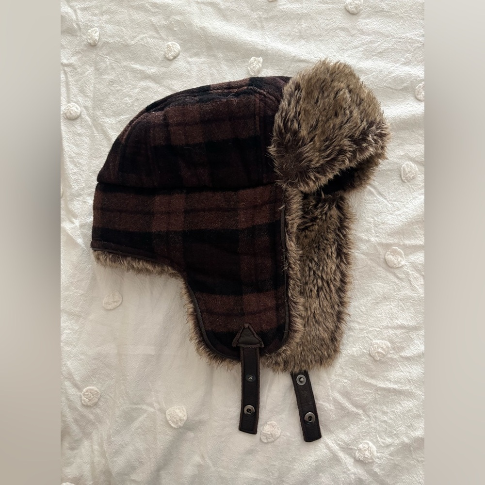 Banana Republic Winter Flap Hat- Brown Plaid